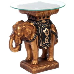 Elephant Glass Topped Side Table